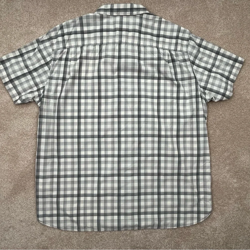 North Face Shirt Adult 2XL Gray Plaid Button Up Short Sleeve Casual Outdoor Men